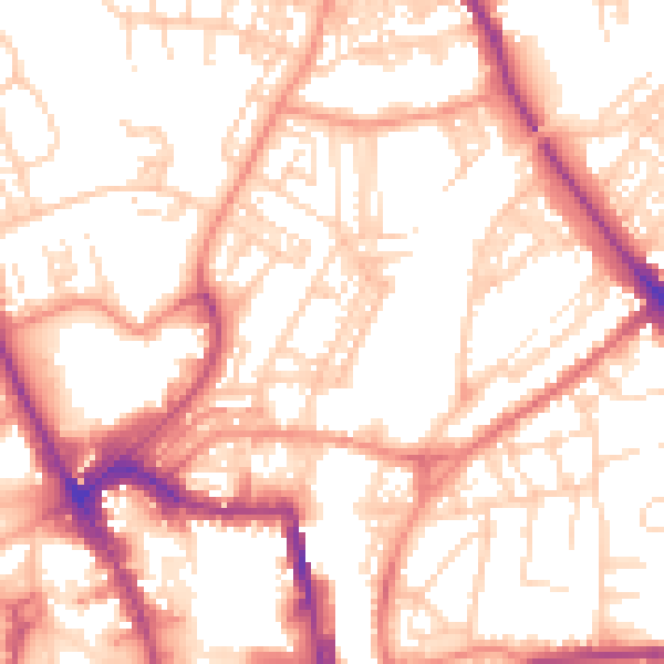 Daytime road noise heatmap for HG1 5HD