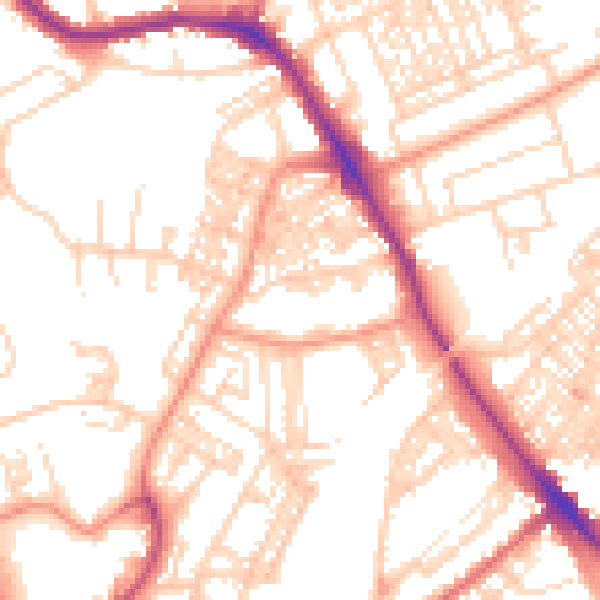 Daytime road noise heatmap for HG1 5HR