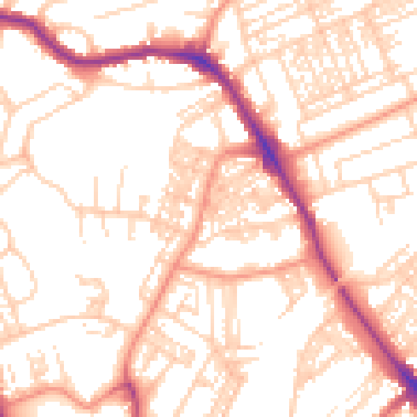 Daytime road noise heatmap for HG1 5HY