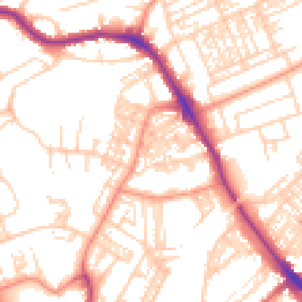 Daytime road noise heatmap for HG1 5JA