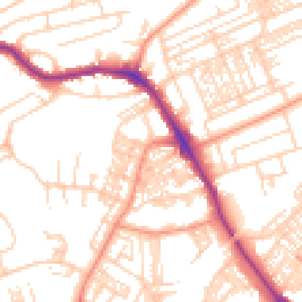 Daytime road noise heatmap for HG1 5JG