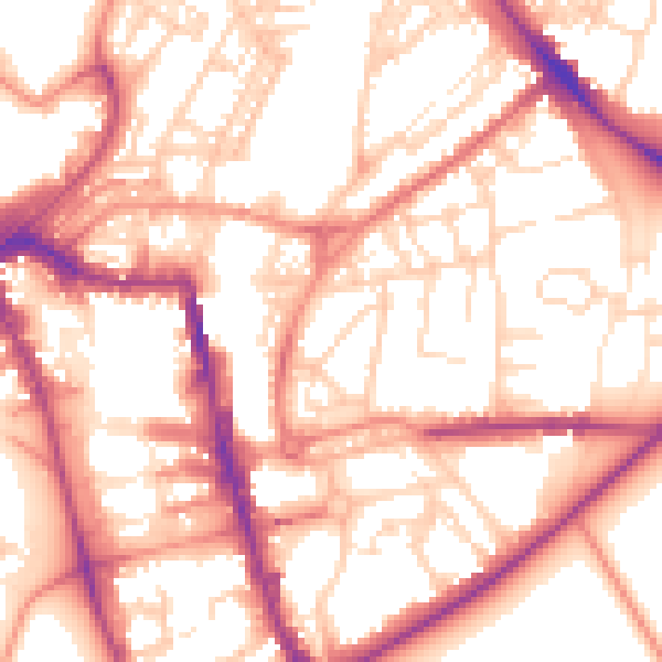 Daytime road noise heatmap for HG1 5NB