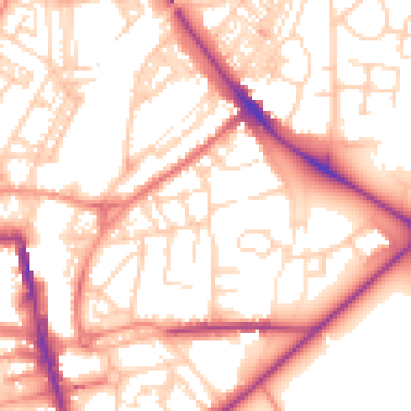 Daytime road noise heatmap for HG1 5NL