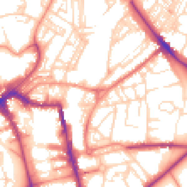 Daytime road noise heatmap for HG1 5SP