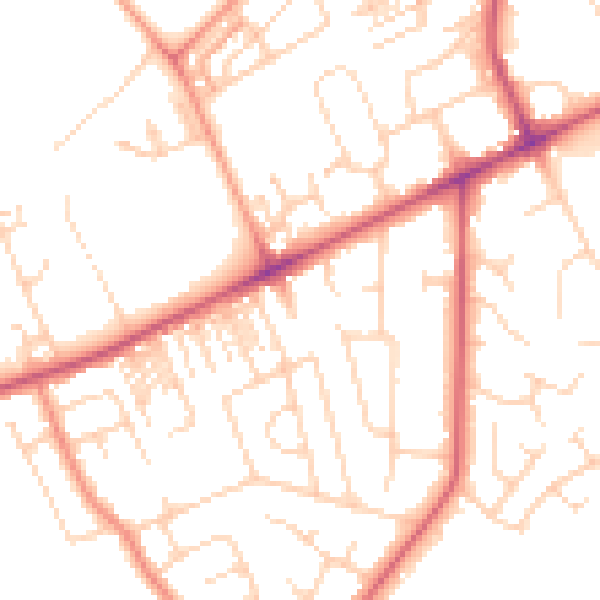 Daytime road noise heatmap for HG2 0AF