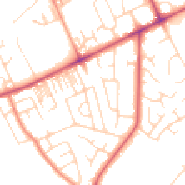 Daytime road noise heatmap for HG2 0AJ