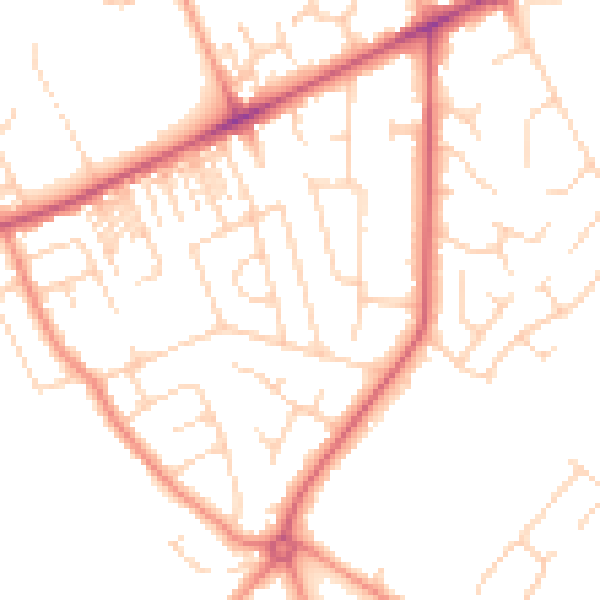 Daytime road noise heatmap for HG2 0AL