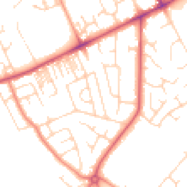 Daytime road noise heatmap for HG2 0AN
