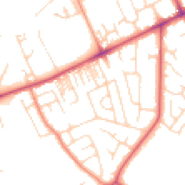 Daytime road noise heatmap for HG2 0AP