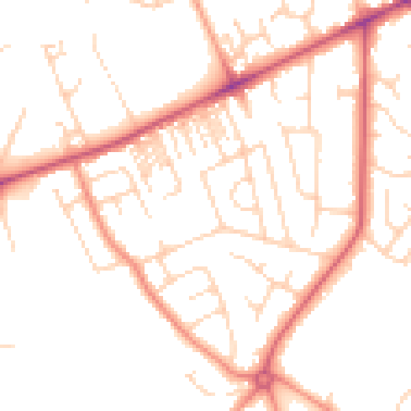 Daytime road noise heatmap for HG2 0AR