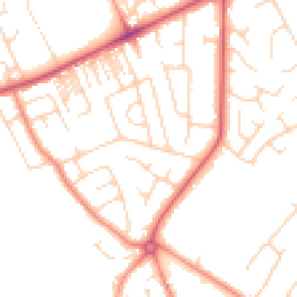 Daytime road noise heatmap for HG2 0AS