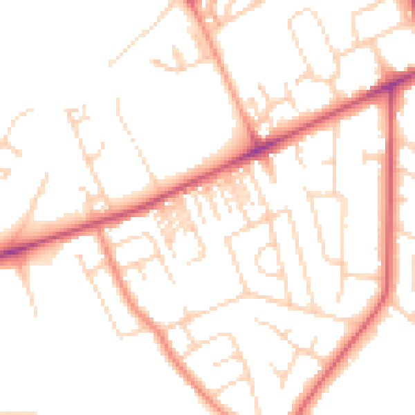 Daytime road noise heatmap for HG2 0AT