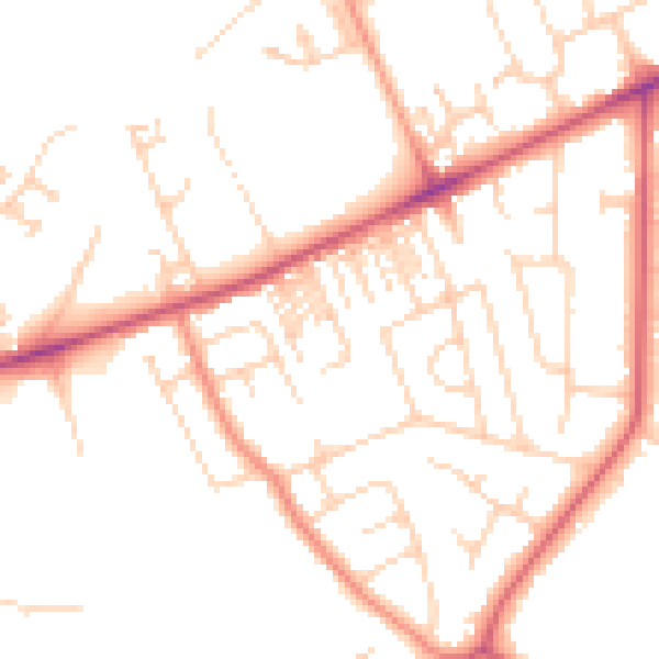 Daytime road noise heatmap for HG2 0AU