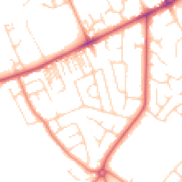 Daytime road noise heatmap for HG2 0AW
