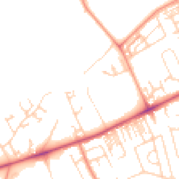 Daytime road noise heatmap for HG2 0AZ