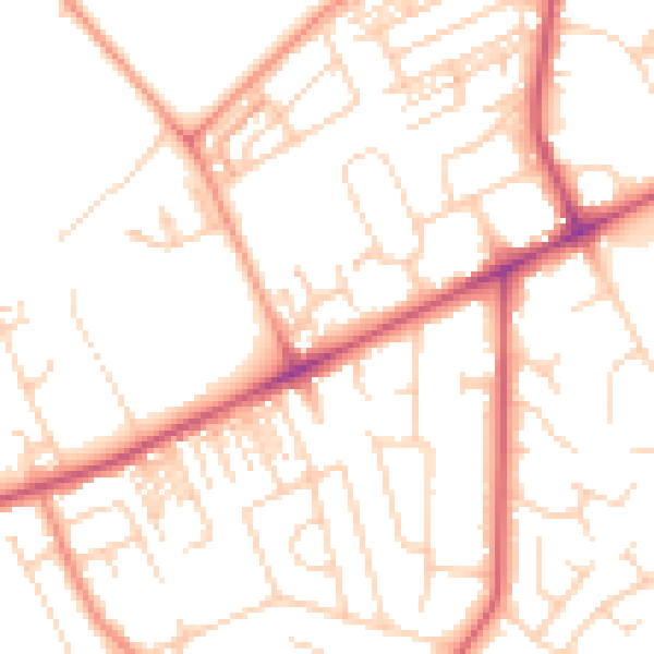 Daytime road noise heatmap for HG2 0BB