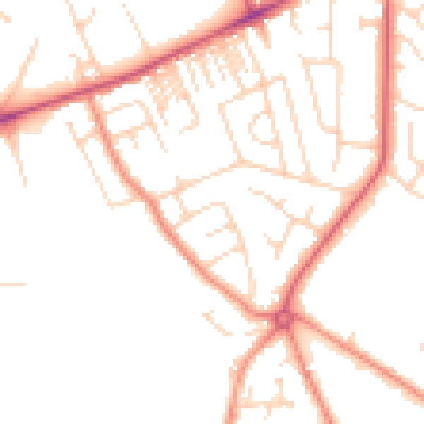 Daytime road noise heatmap for HG2 0BH