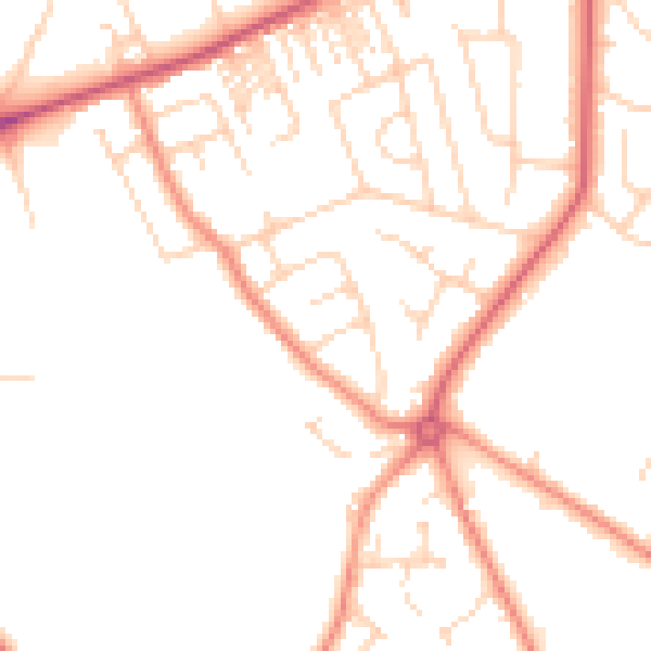 Daytime road noise heatmap for HG2 0BL