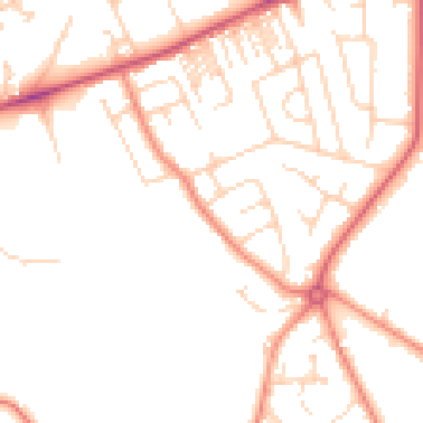 Daytime road noise heatmap for HG2 0BN