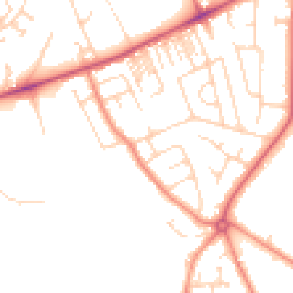 Daytime road noise heatmap for HG2 0BP