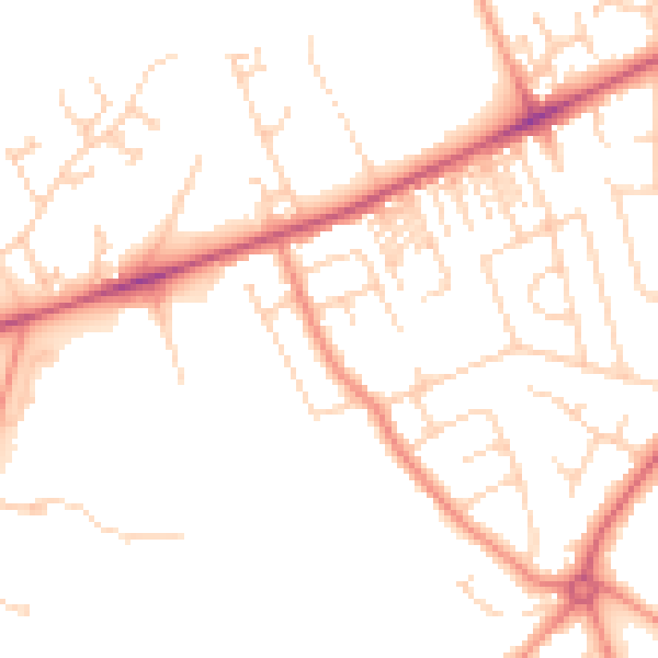 Daytime road noise heatmap for HG2 0BS