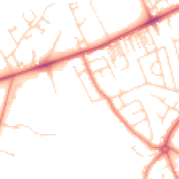 Daytime road noise heatmap for HG2 0BT