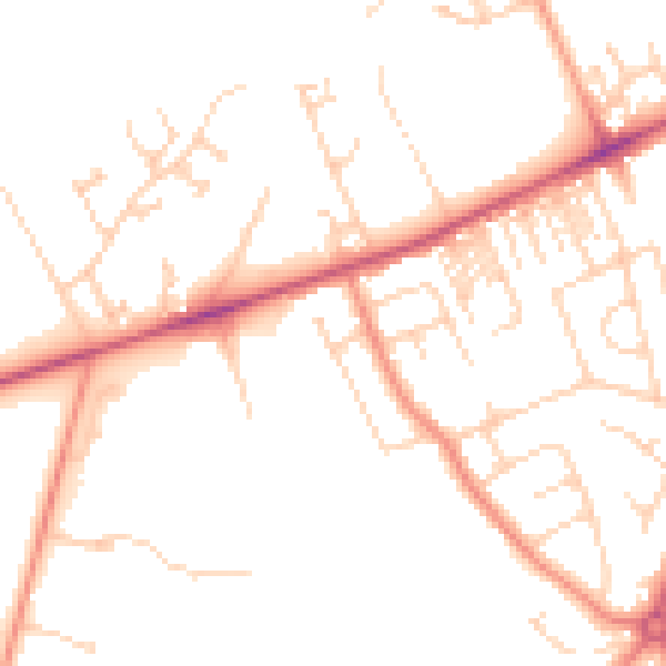 Daytime road noise heatmap for HG2 0BU