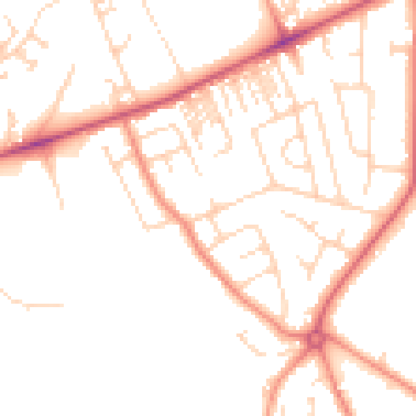 Daytime road noise heatmap for HG2 0BW