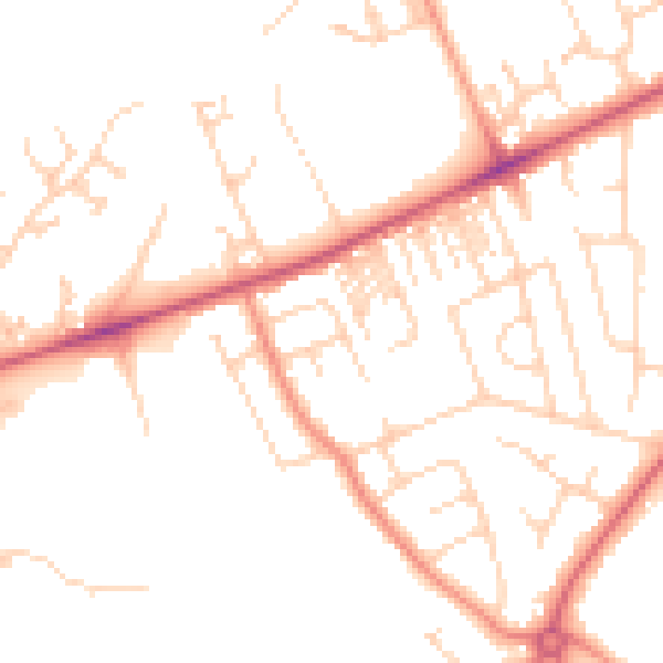 Daytime road noise heatmap for HG2 0BX