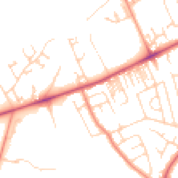 Daytime road noise heatmap for HG2 0DA