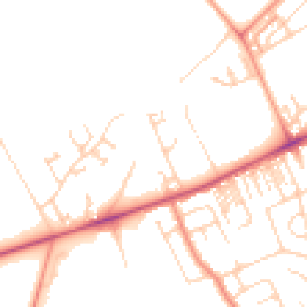 Daytime road noise heatmap for HG2 0DD
