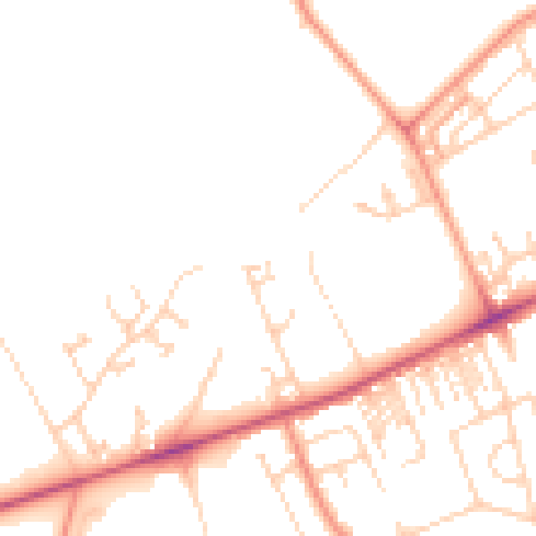 Daytime road noise heatmap for HG2 0DE