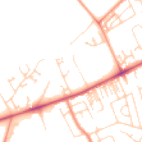 Daytime road noise heatmap for HG2 0DF