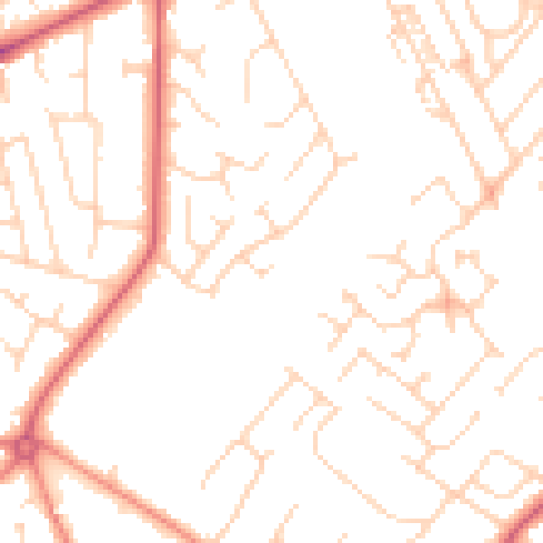 Daytime road noise heatmap for HG2 0DG