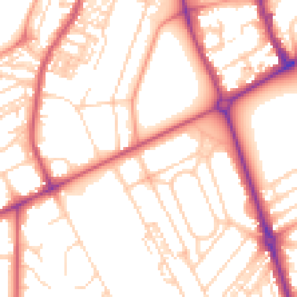 Daytime road noise heatmap for HG2 0DJ