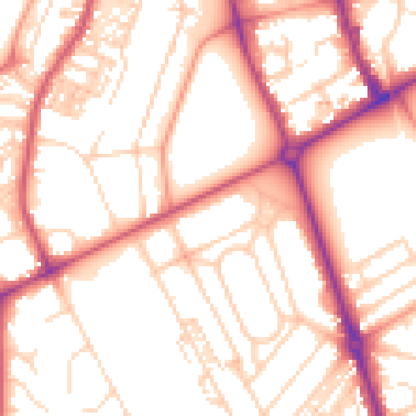 Daytime road noise heatmap for HG2 0DL