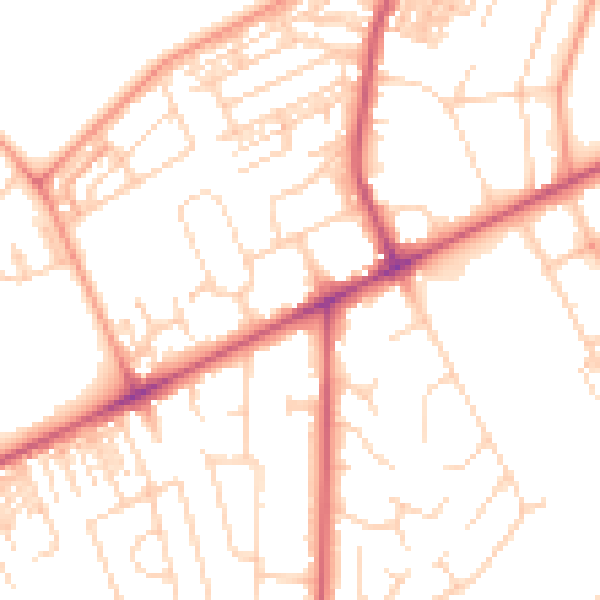 Daytime road noise heatmap for HG2 0DP