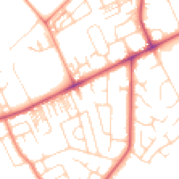 Daytime road noise heatmap for HG2 0DQ