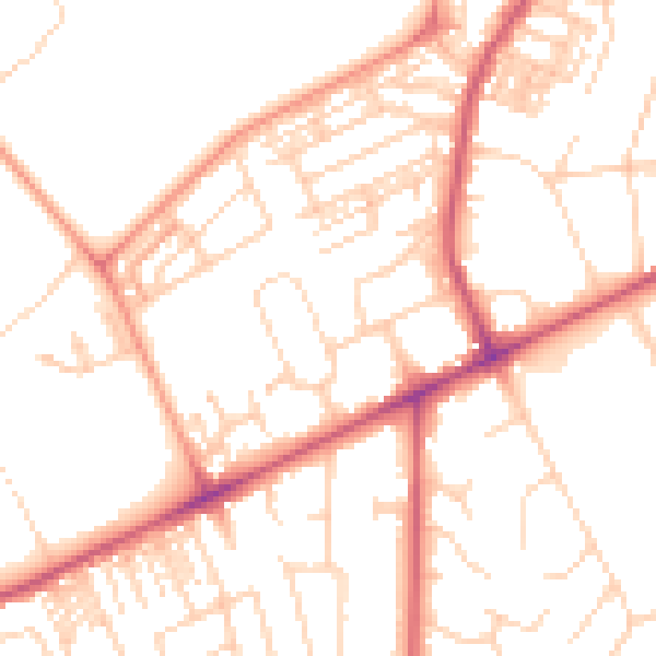 Daytime road noise heatmap for HG2 0DR
