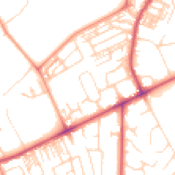 Daytime road noise heatmap for HG2 0DS