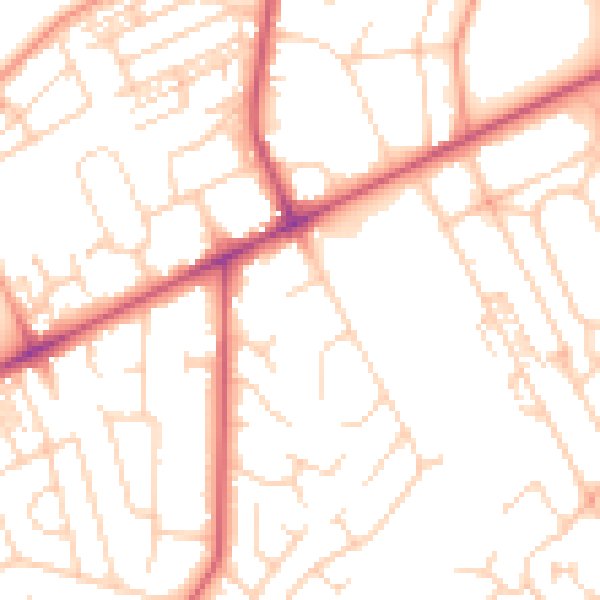 Daytime road noise heatmap for HG2 0DY