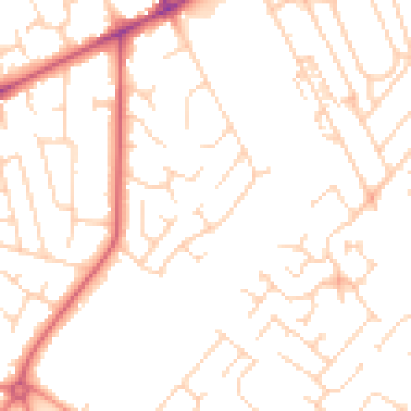 Daytime road noise heatmap for HG2 0EF