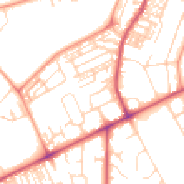 Daytime road noise heatmap for HG2 0EG