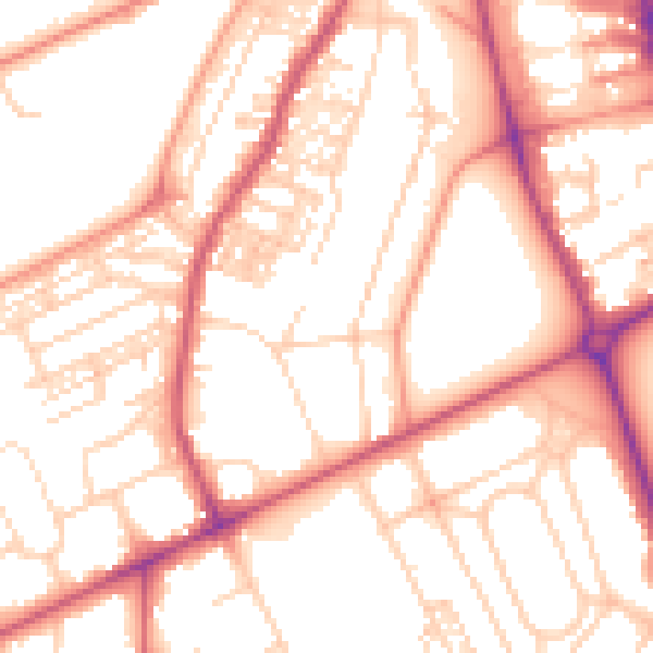 Daytime road noise heatmap for HG2 0EZ