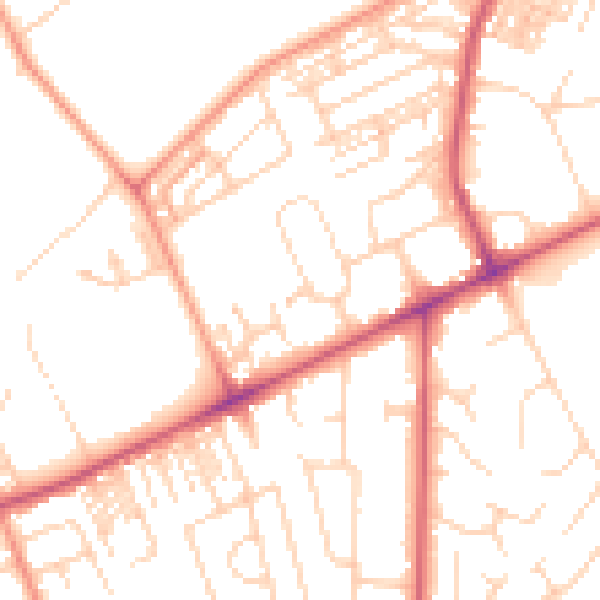 Daytime road noise heatmap for HG2 0FD