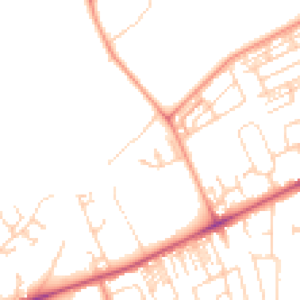 Daytime road noise heatmap for HG2 0FF