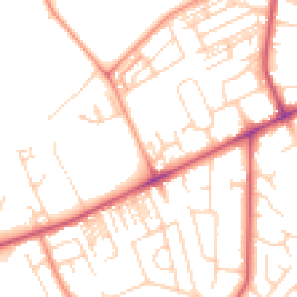 Daytime road noise heatmap for HG2 0FG
