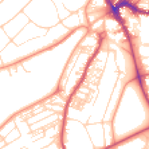 Daytime road noise heatmap for HG2 0FL