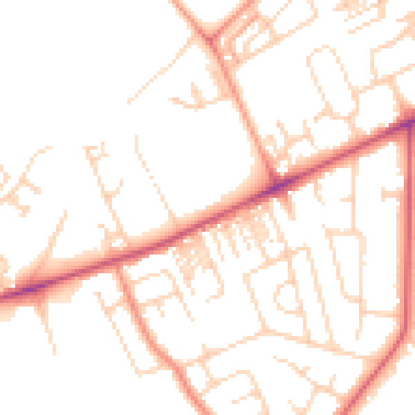 Daytime road noise heatmap for HG2 0FP