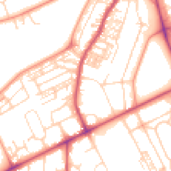 Daytime road noise heatmap for HG2 0HD